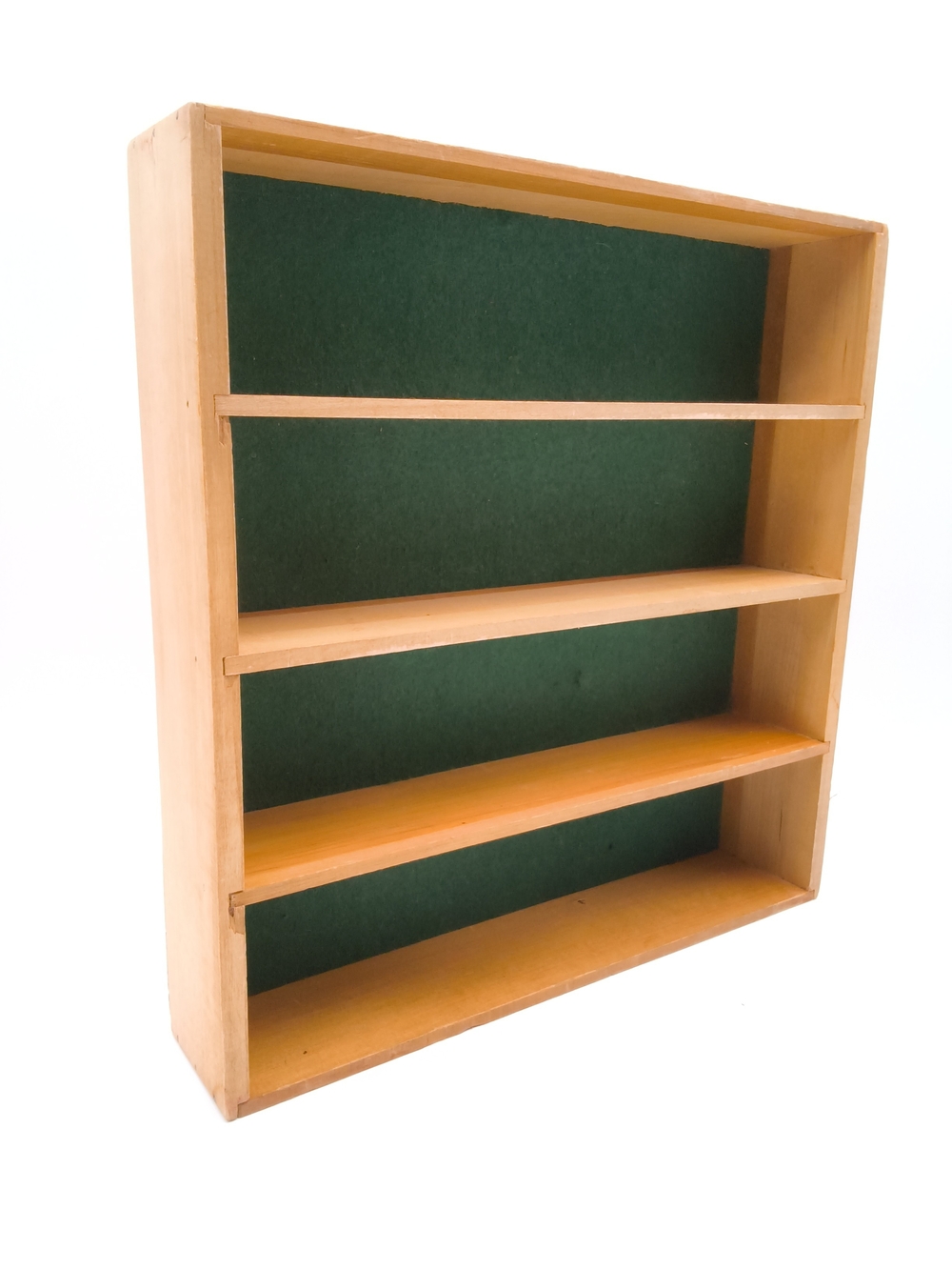 Vintage Wooden Shadow Box Display Case - Green Felt Lining
